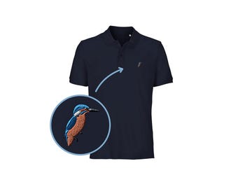 Eisvogel besticktes Poloshirt: Unisex-Bio-Poloshirt mit bequemer Passform