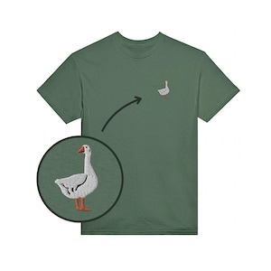 White Goose T-shirt || Embroidered Logo || Heavyweight Unisex Crewneck T-shirt