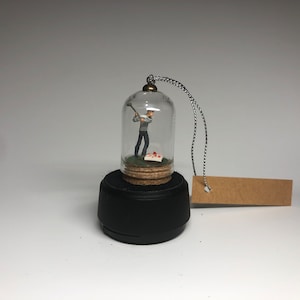 A Severe Dislike of Peppermint Bark - Handmade One-of-a-kind Christmas Ornament - Glass Bell Jar Diorama