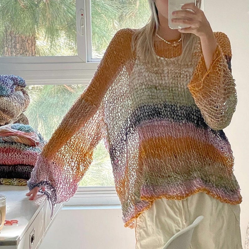 KNITTING PATTERN BASIC Open Knit Sweater Etsy