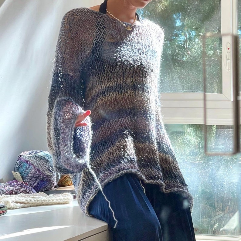 KNITTING PATTERN: BASIC open knit sweater image 5