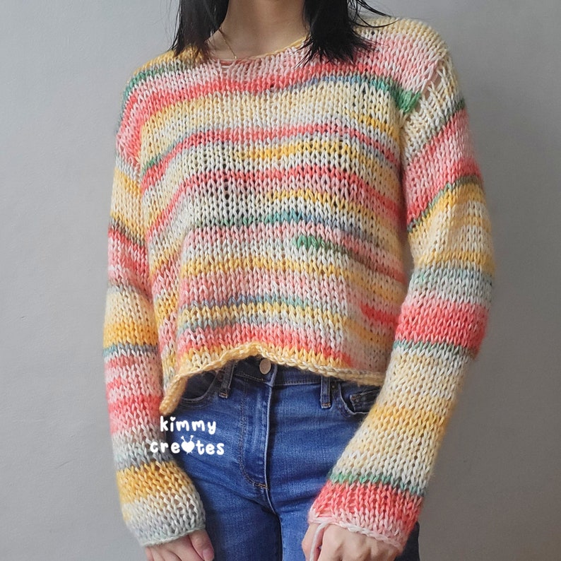 KNITTING PATTERN: BASIC open knit sweater image 9