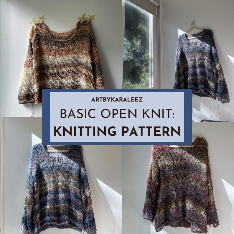 KNITTING PATTERN: BASIC open knit sweater image 1