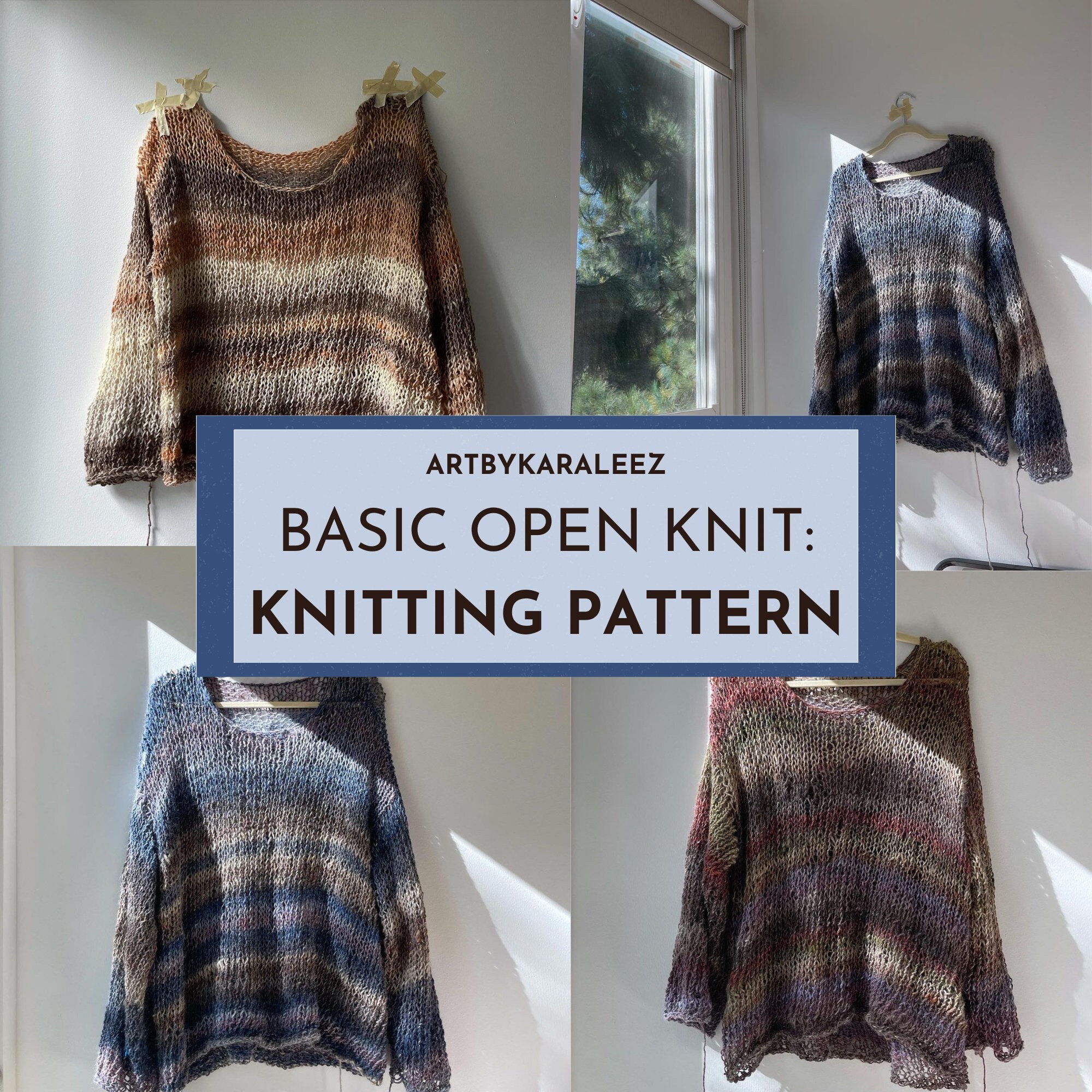 KNITTING PATTERN BASIC Open Knit Sweater image pic
