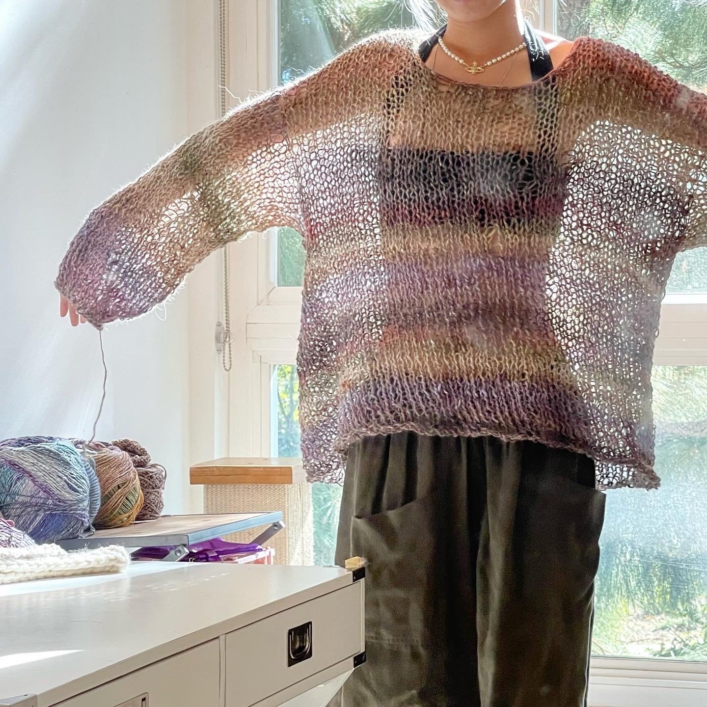 KNITTING PATTERN BASIC Open Knit Sweater Etsy