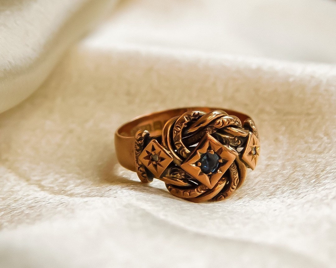 Late Victorian Love Knot Ring With Sapphire and Etsy