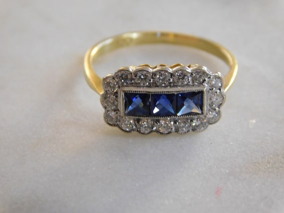 Antique French Cut Sapphire and Diamond Band - image 7