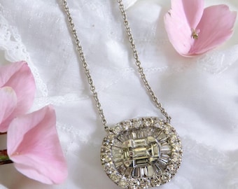 Diamond Cluster Necklace in 14K White Gold Labor Day Sale