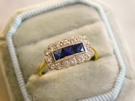 Antique French Cut Sapphire and Diamond Band - image 10