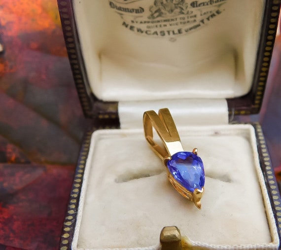 Vintage Tanzanite Teardrop Pendant in 14K Yellow … - image 3