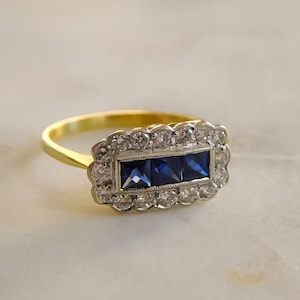 Antique French Cut Sapphire and Diamond Band