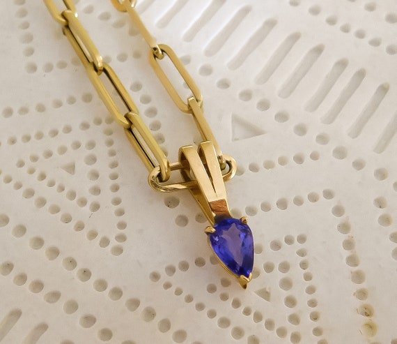 Vintage Tanzanite Teardrop Pendant in 14K Yellow … - image 4