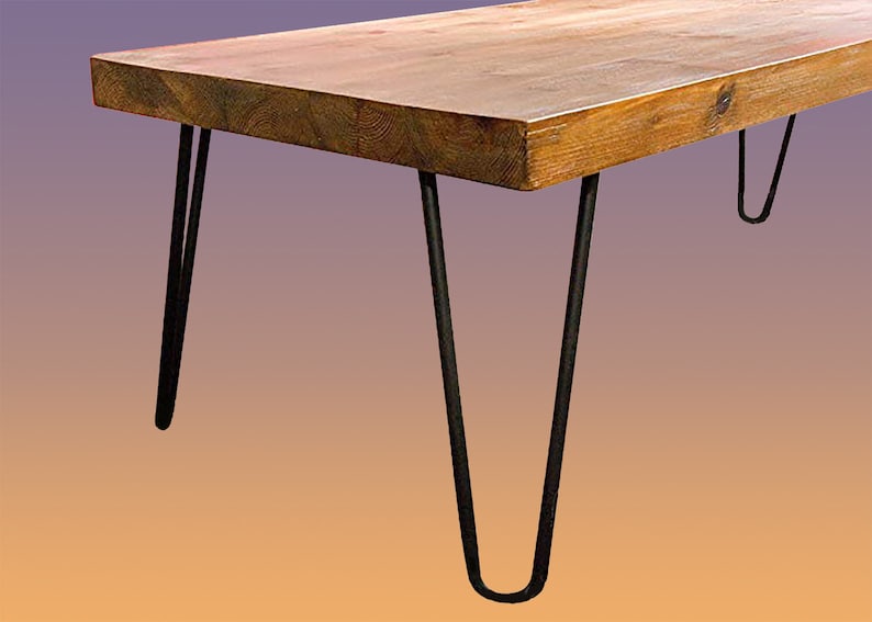 Coffee Table Mid Century Modern Hairpin legs Solid Pine Wood Etsy
