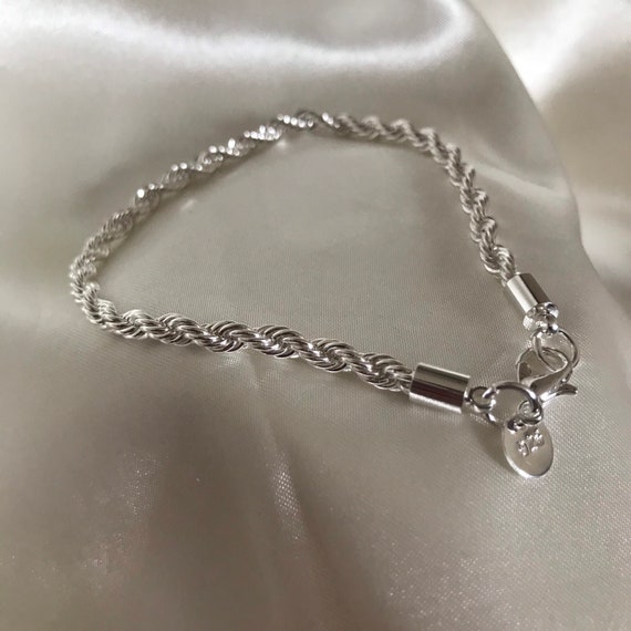 Silver Rope Chain Bracelet Sterling Silver Rope Chain Etsy
