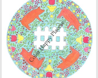 Página para colorear de cerdos en el jardín Página para colorear en línea o para imprimir Página para colorear para adultos Página para colorear para personas mayores Página para colorear para niños Página para colorear para adolescentes