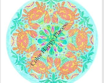 Página para colorear de cangrejos y peces Página para colorear en línea o para imprimir Página para colorear para adultos Página para colorear para personas mayores Página para colorear para niños Página para colorear para adolescentes