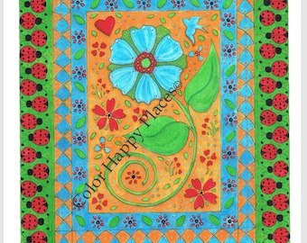 Página para colorear de borde de mariquita Página para colorear en línea o para imprimir Página para colorear para adultos Página para colorear para personas mayores Página para colorear para niños Página para colorear para adolescentes