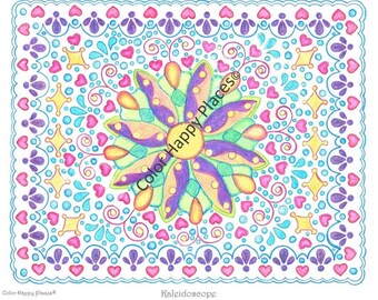 Página para colorear de caleidoscopio Descarga digital rápida Página para colorear para adultos Página para colorear para personas mayores Página para colorear para niños Página para colorear para adolescentes