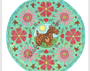 Página para colorear de perro en el jardín Página para colorear en línea o para imprimir Página para colorear para adultos Página para colorear para personas mayores Página para colorear para niños Página para colorear para adolescentes