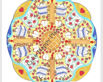 Página para colorear de mandala de tarta de manzana Página para colorear en línea o para imprimir Página para colorear para adultos Página para colorear para personas mayores Página para colorear para niños Página para colorear para adolescentes