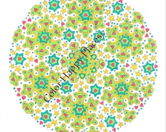 Página para colorear de corazones y estrellas Página para colorear en línea o para imprimir Página para colorear para adultos Página para colorear para personas mayores Página para colorear para niños Página para colorear para adolescentes