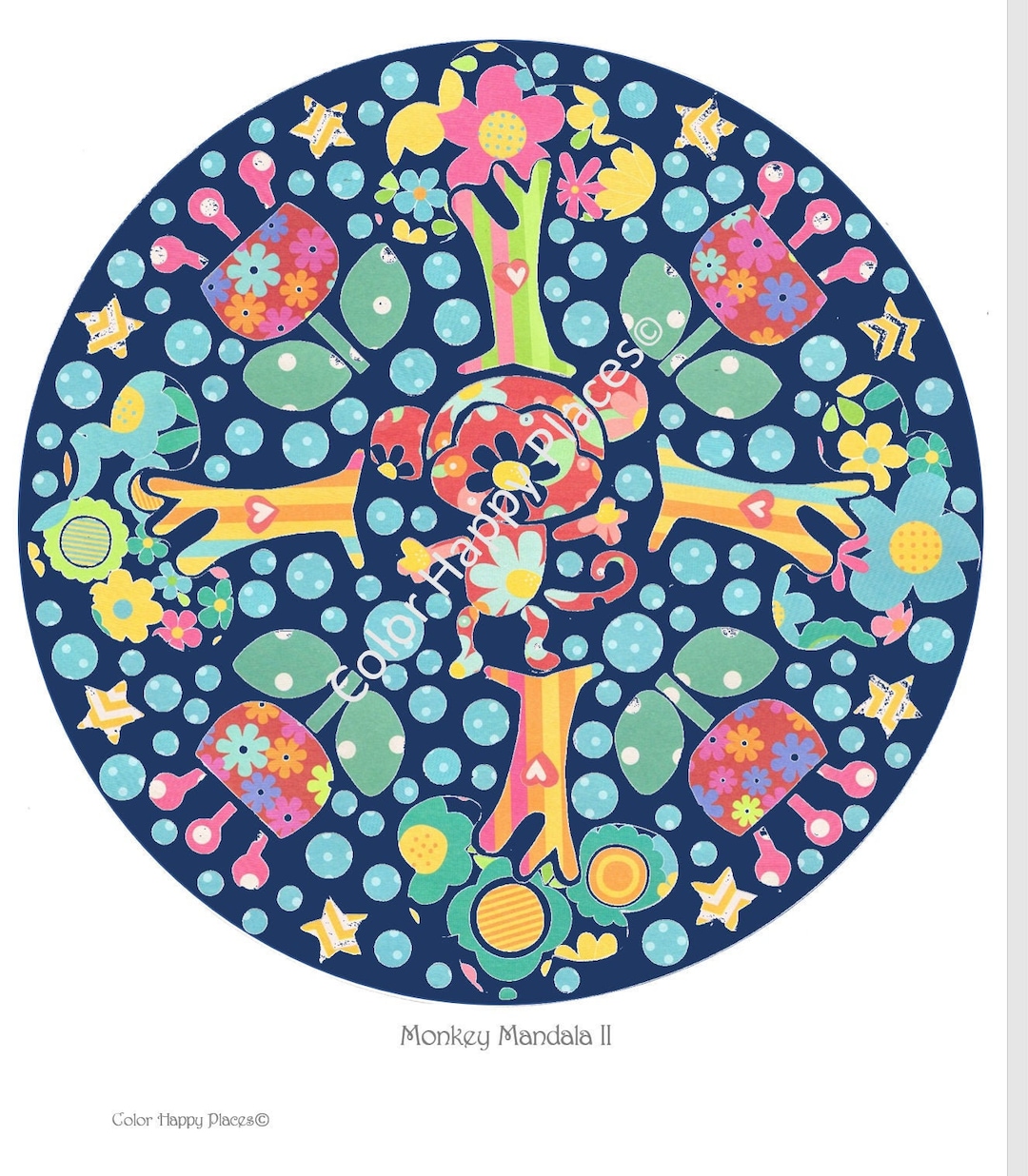  Monkey Mandala II Coloring Page Color Online or Print Adult Coloring Motiv 