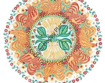 Gallinas con trigo para colorear en línea o imprimir Página para colorear para adultos Página para colorear para personas mayores Página para colorear para niños Página para colorear para adolescentes