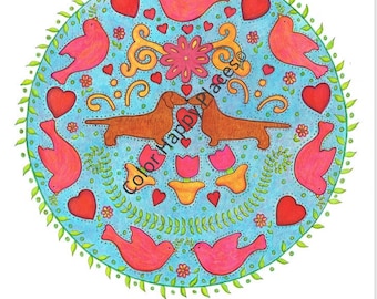 Página para colorear de Dachshunds enamorados Página para colorear en línea o para imprimir Página para colorear para adultos Página para colorear para personas mayores Página para colorear para niños Página para colorear para adolescentes