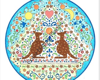 Página para colorear de pareja de canguros Página para colorear en línea o para imprimir Página para colorear para adultos Página para colorear para personas mayores Página para colorear para niños Página para colorear para adolescentes