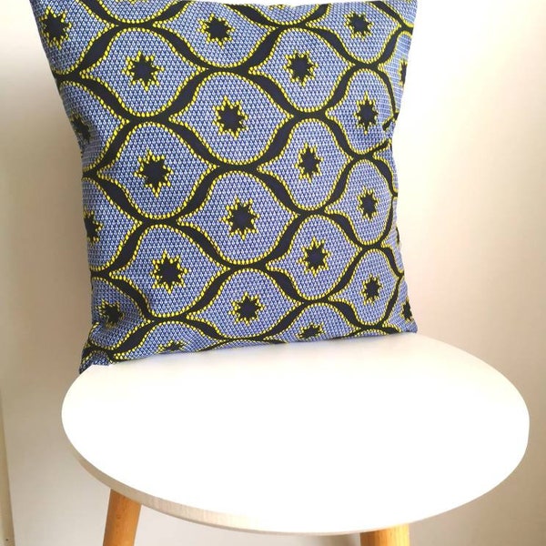 Double housses de coussins africain wax jaune noir