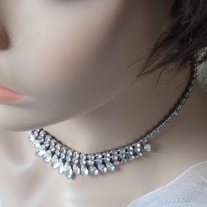 Vintage Rhinestone Necklace, 16 inch, WEISS costume, 1940-1950s, Collectible, Wedding, Bridal, see description below image 4