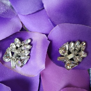 Weiss Designer earrings,  1950s vintage Austrian rhinestones clip back. Very collectible.  Click Description below For Details