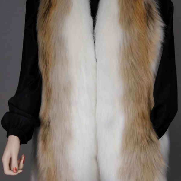 Donna Salyers Faux Fox Fur Vest, Red/White, Size 18