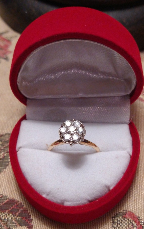 14K Yellow Gold Engagement Ring Diamond Cluster .52 c… Gem