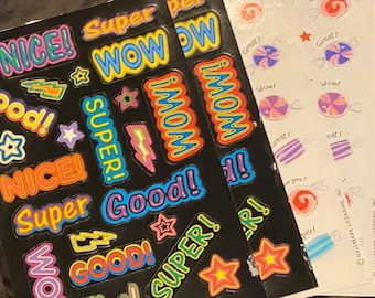 Retro 90s Encouragement Stickers – Neon & Candy, Teacher Rewards