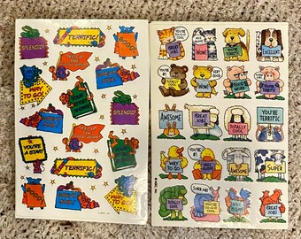 1980s Retro American Greeting Stickers For Teachers *Set of 7 Sheets*