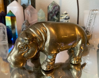 Vintage Bronze HOUSE HIPPO Mid Century Modern Patina Trend Heavy 1.5 pounds Gorgeous Eclectic Oddity Lucky Hippopotamus Home Staging Art MCM