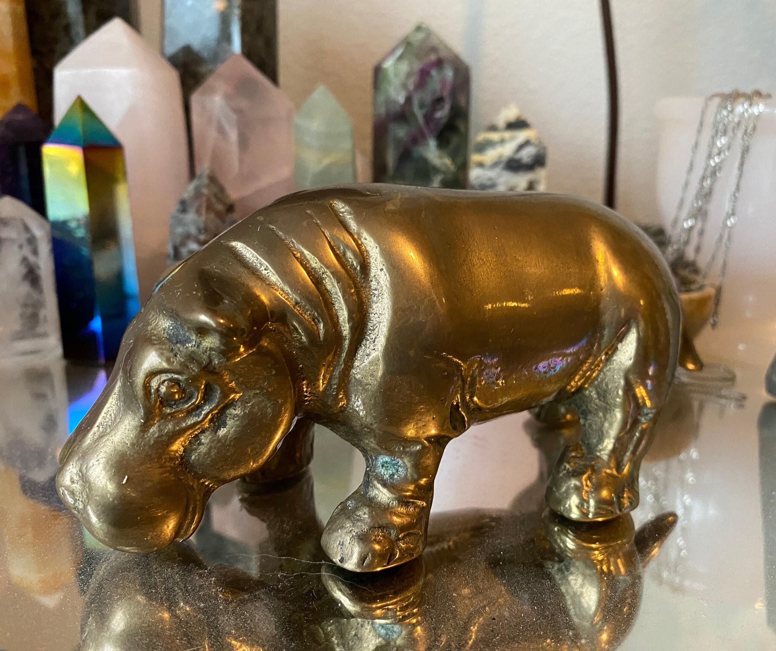 Vintage Bronze HOUSE HIPPO Mid Century Modern Patina Trend Heavy 1.5