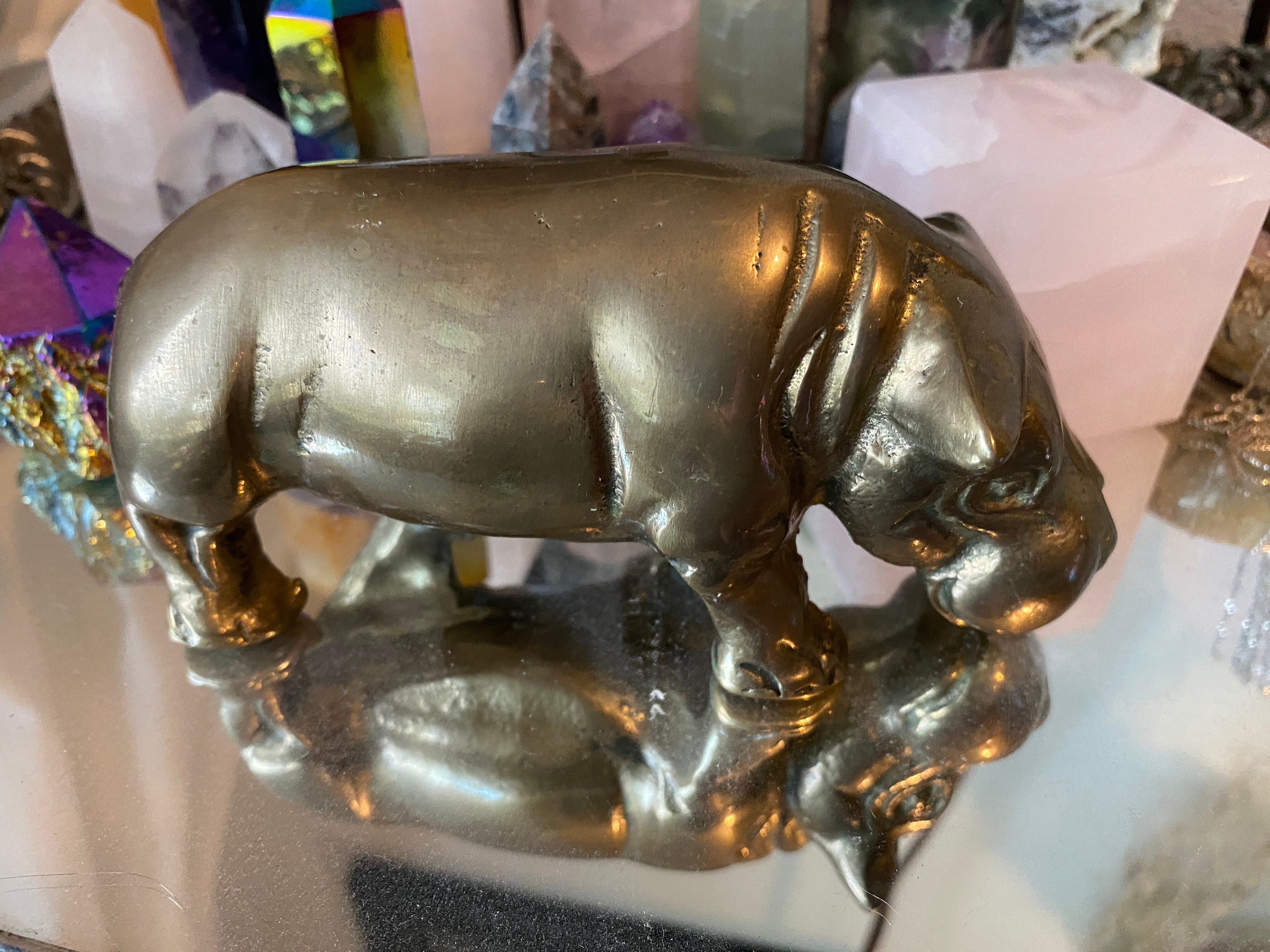 Vintage Bronze HOUSE HIPPO Mid Century Modern Patina Trend Heavy 1.5