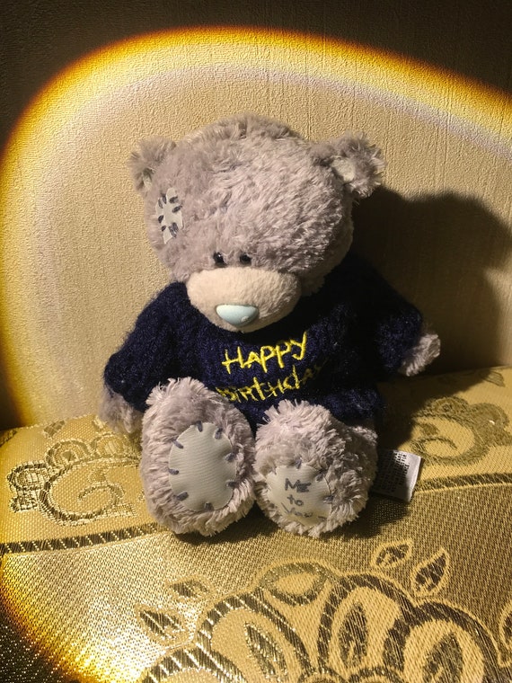 Vintage Me to You Plush Bear in Wool Dark Blue Sweater happy - Etsy