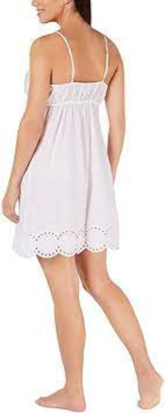 Vintage Womens Summer Night Dress Silk by CHARTER CLUB Intimates White  Eyelet Sleepwear Nightgown Size: XXL 