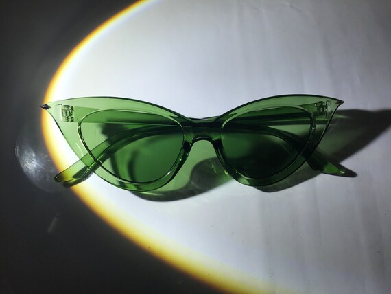 Green Cat Eye Fashion Italian Sunglasses - image 2