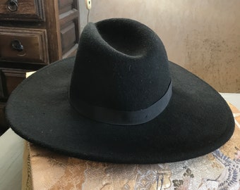 Vintage Unisex Black Wool Fedora Hat by ZARA
