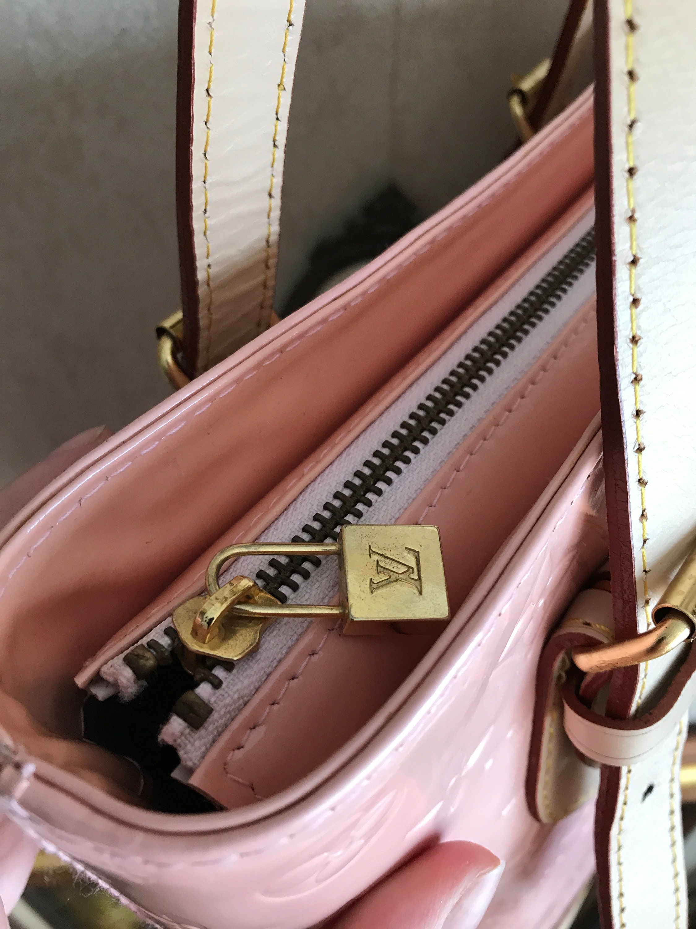 80s Vintage LOUIS VUITTON Bag Light Pink Leather Bag 