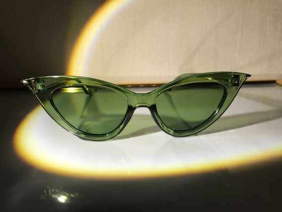 Green Cat Eye Fashion Italian Sunglasses - image 6