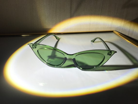 Green Cat Eye Fashion Italian Sunglasses - image 1