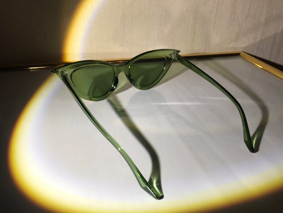 Green Cat Eye Fashion Italian Sunglasses - image 5