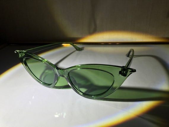 Green Cat Eye Fashion Italian Sunglasses - image 3