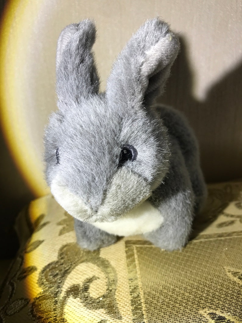 Vintage 90s Gray Bunny Plush Toy Etsy UK