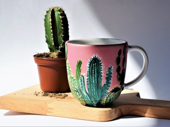 Einzigartiges Kchendekor mit rosa Kaktus - Handbemalt - Etsy Schweiz